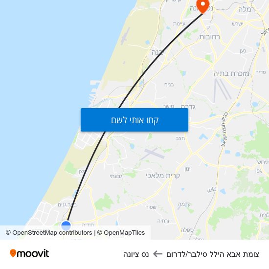 מפת צומת אבא הילל סילבר/לדרום לנס ציונה