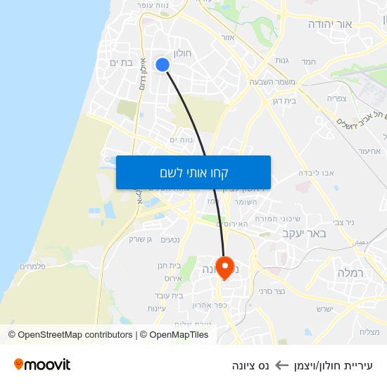 מפת עיריית חולון/ויצמן לנס ציונה