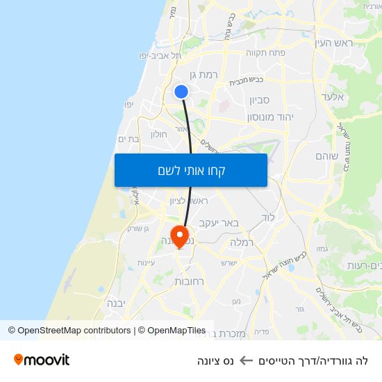 מפת לה גוורדיה/דרך הטייסים לנס ציונה