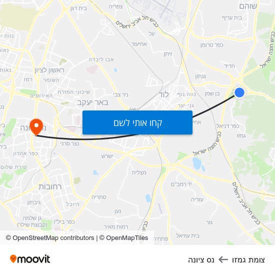 מפת צומת גמזו לנס ציונה