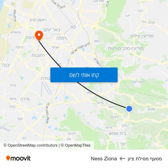 מפת מסעף מסילת ציון לNess Ziona