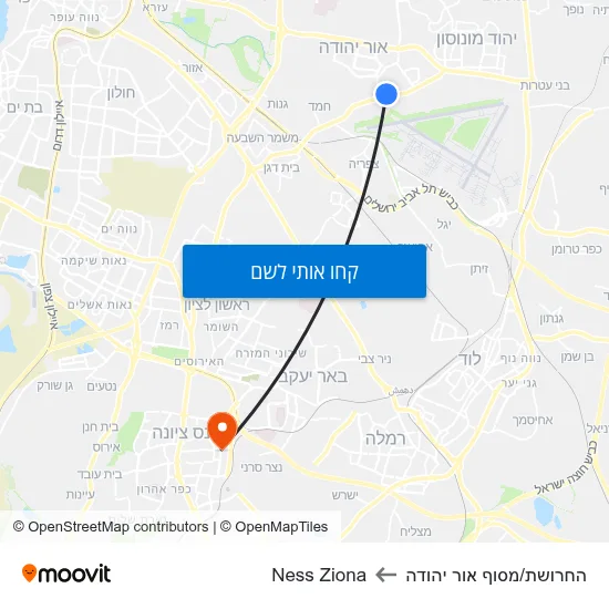 מפת החרושת/מסוף אור יהודה לNess Ziona