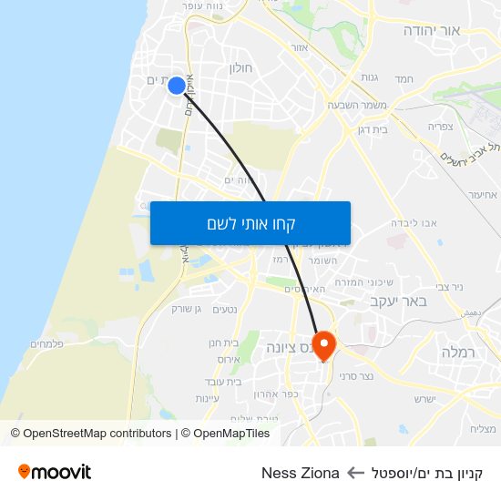 מפת קניון בת ים/יוספטל לNess Ziona