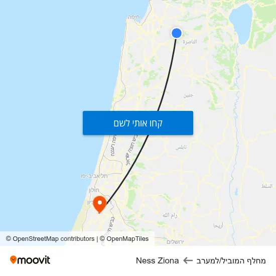 מפת מחלף המוביל/למערב לNess Ziona