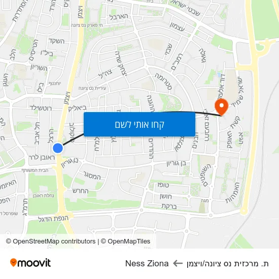 מפת ת. מרכזית נס ציונה/ויצמן לNess Ziona