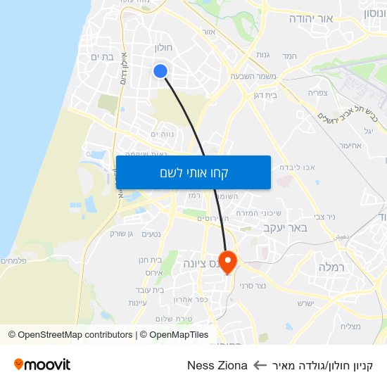 מפת קניון חולון/גולדה מאיר לNess Ziona