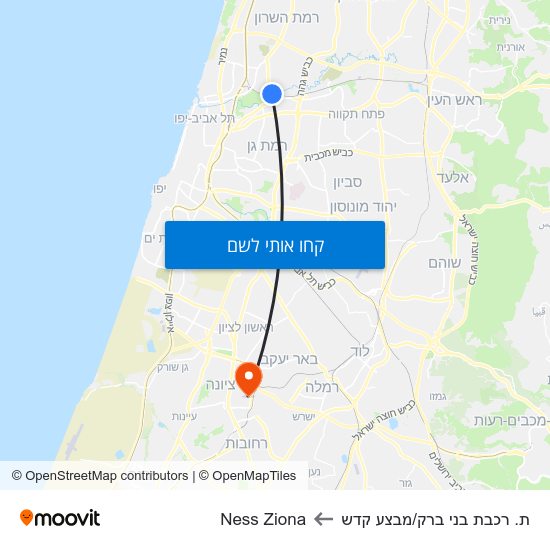 מפת ת. רכבת בני ברק/מבצע קדש לNess Ziona