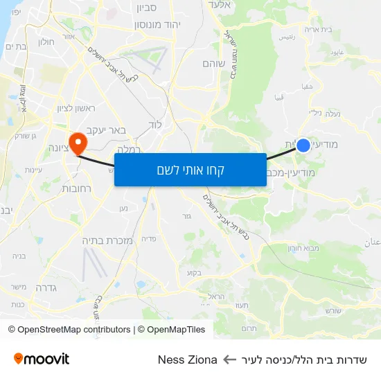 מפת שדרות בית הלל/כניסה לעיר לNess Ziona