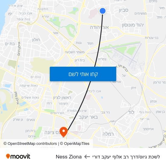 מפת לשכת גיוס/דרך רב אלוף יעקב דורי לNess Ziona