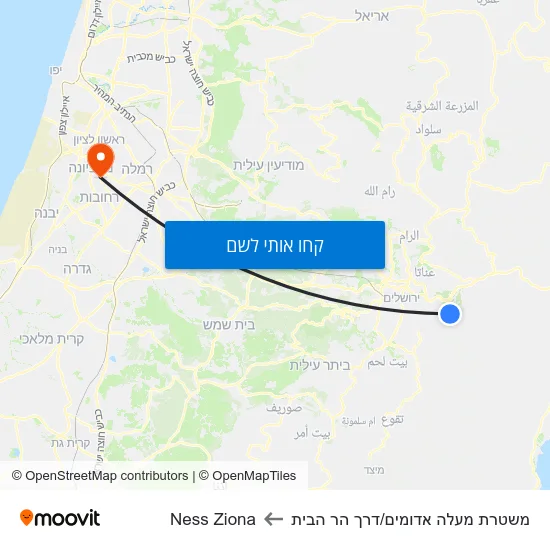 מפת משטרת מעלה אדומים/דרך הר הבית לNess Ziona