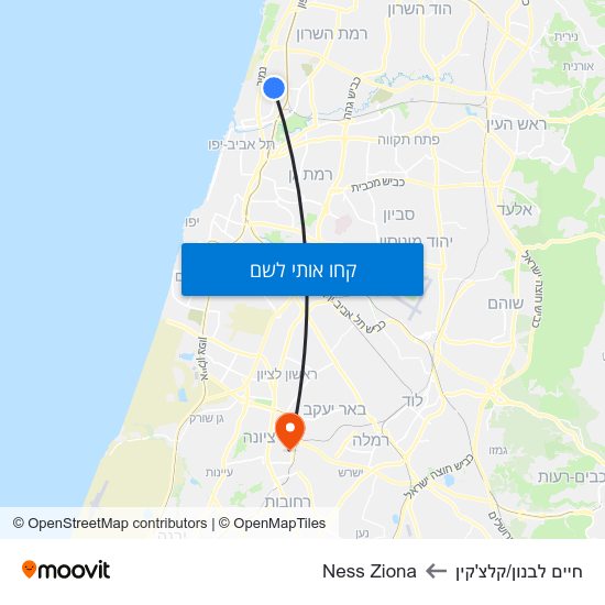 מפת חיים לבנון/קלצ'קין לNess Ziona