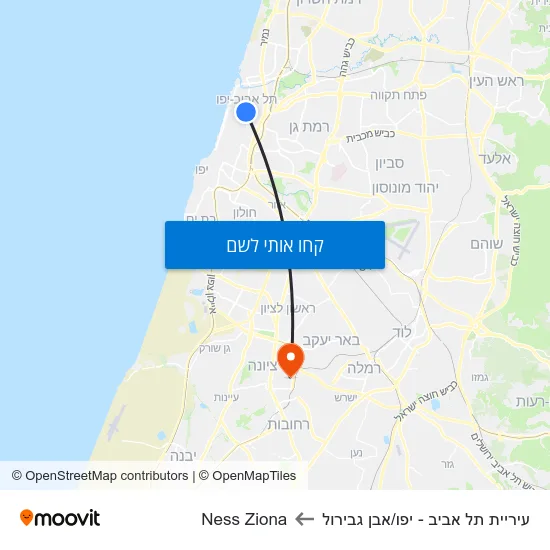 מפת עיריית תל אביב - יפו/אבן גבירול לNess Ziona
