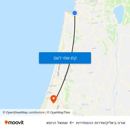 מפת אורט ביאליק/שדרות ההסתדרות לשמואל הרופא