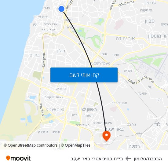 מפת הרכבת/סלומון לבי״ח פסיכיאטרי באר יעקב