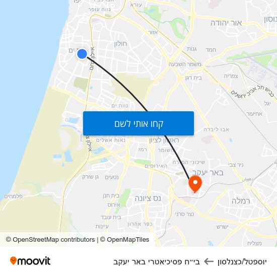 מפת יוספטל/כצנלסון לבי״ח פסיכיאטרי באר יעקב