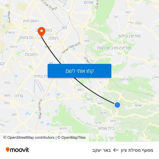 מפת מסעף מסילת ציון לבאר יעקב