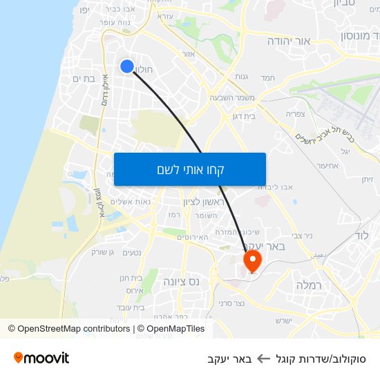 מפת סוקולוב/שדרות קוגל לבאר יעקב