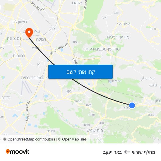 מפת מחלף שורש לבאר יעקב