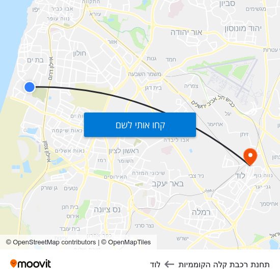 מפת תחנת רכבת קלה הקוממיות ללוד