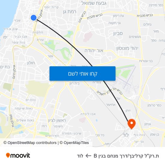 מפת ת.רק''ל קרליבך/דרך מנחם בגין B ללוד