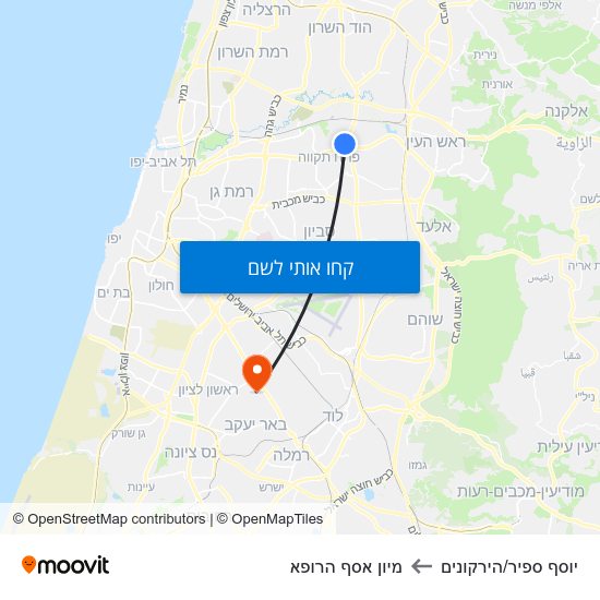 מפת יוסף ספיר/הירקונים למיון  אסף הרופא