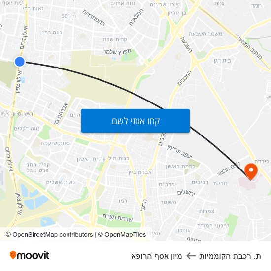 מפת ת. רכבת הקוממיות למיון  אסף הרופא