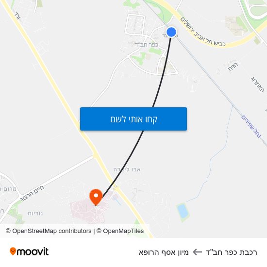 מפת רכבת כפר חב"ד למיון  אסף הרופא