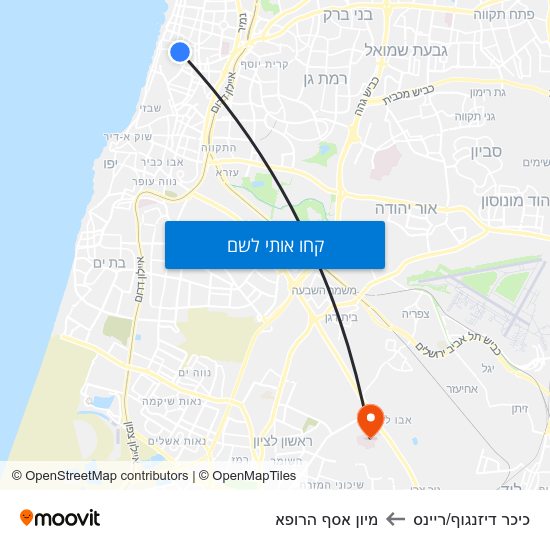 מפת כיכר דיזנגוף/ריינס למיון  אסף הרופא