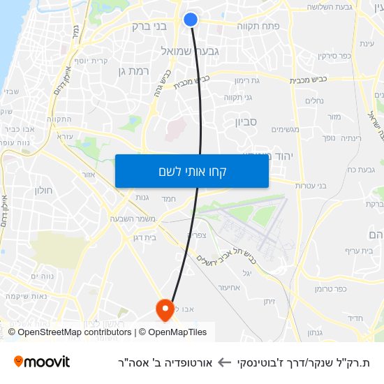 מפת ת.רק''ל שנקר/דרך ז'בוטינסקי לאורטופדיה ב' אסה"ר