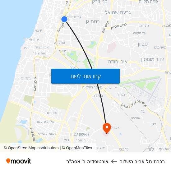 מפת רכבת תל אביב השלום לאורטופדיה ב' אסה"ר