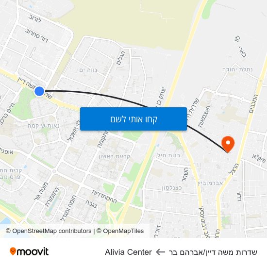 מפת שדרות משה דיין/אברהם בר לAlivia Center