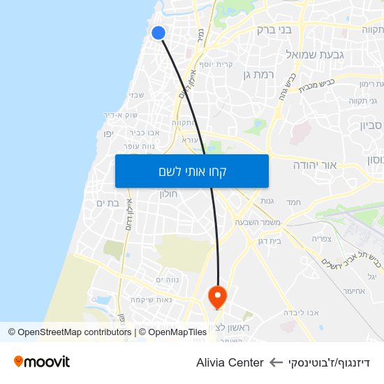 מפת דיזנגוף/ז'בוטינסקי לAlivia Center