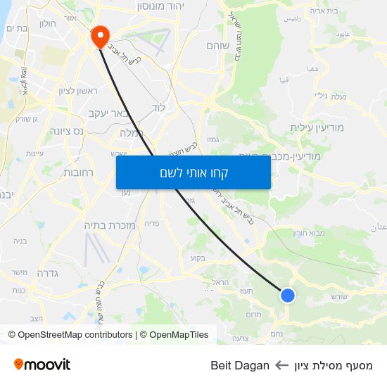 מפת מסעף מסילת ציון לBeit Dagan