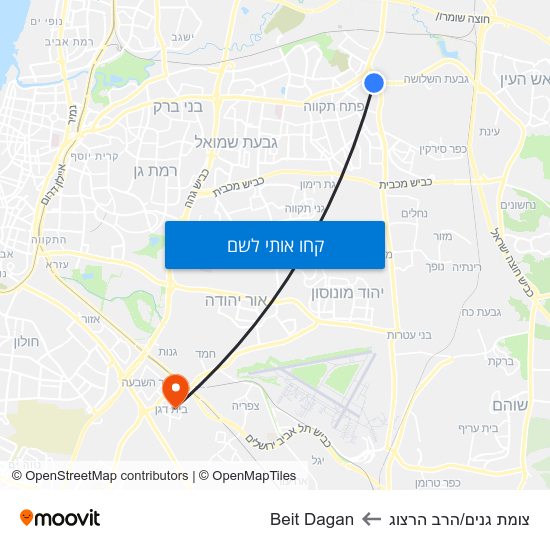 מפת צומת גנים/הרב הרצוג לBeit Dagan