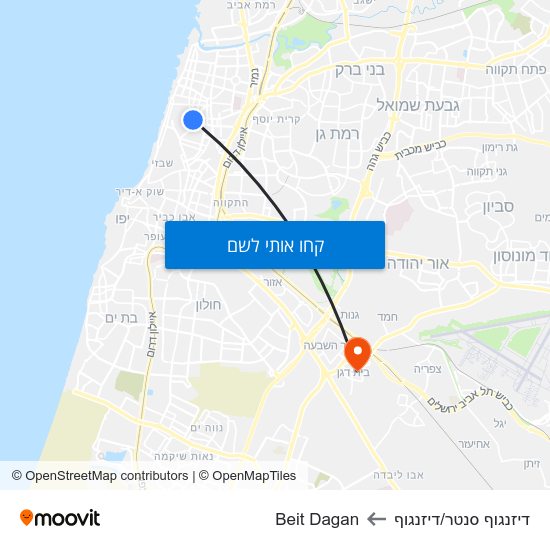 מפת דיזנגוף סנטר/דיזנגוף לBeit Dagan