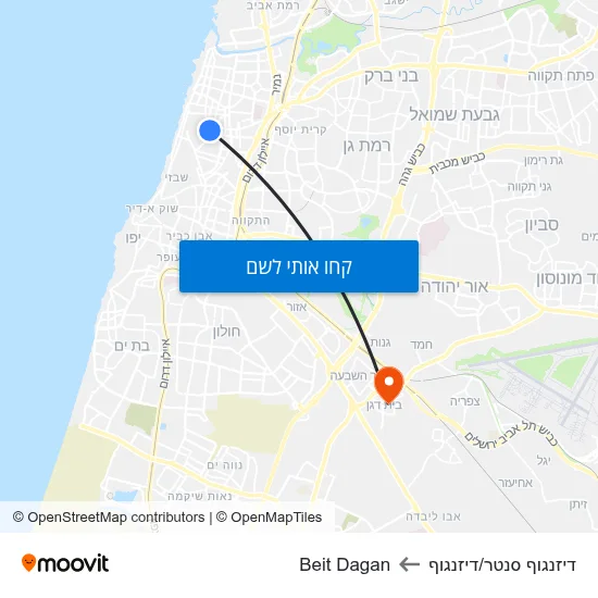 מפת דיזנגוף סנטר/דיזנגוף לBeit Dagan
