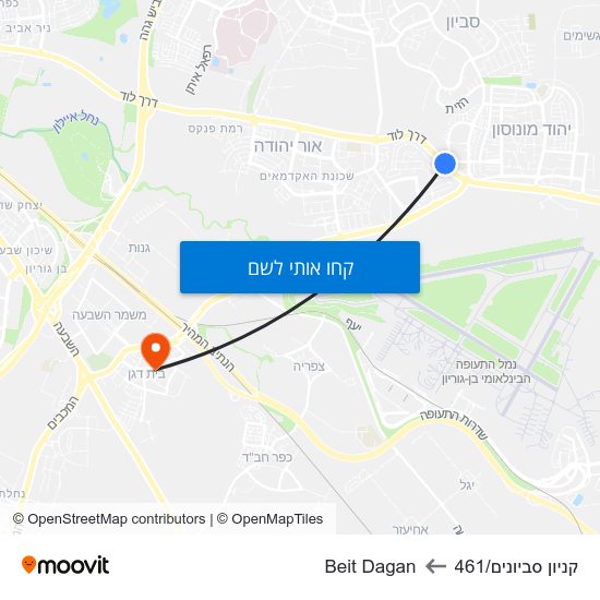 מפת קניון סביונים/461 לBeit Dagan