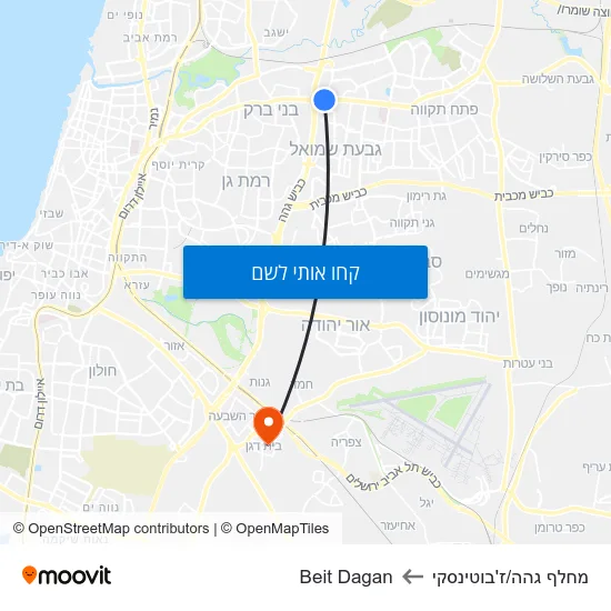 מפת מחלף גהה/ז'בוטינסקי לBeit Dagan