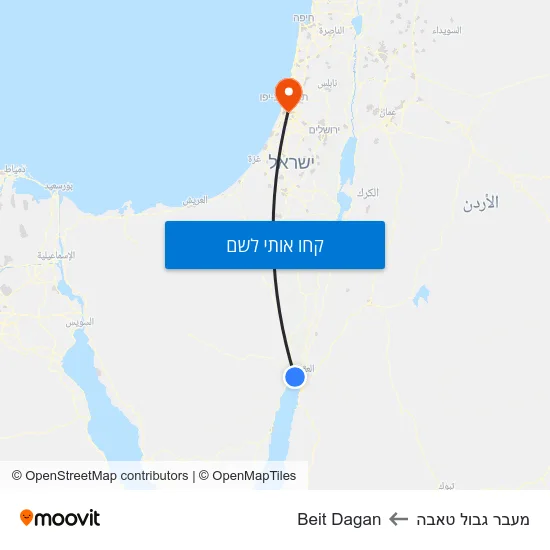 מפת מעבר גבול טאבה לBeit Dagan