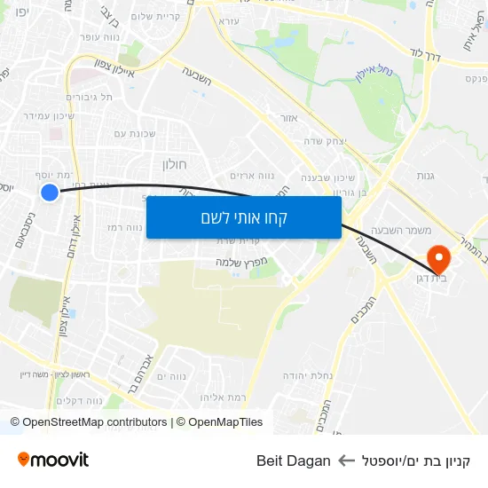 מפת קניון בת ים/יוספטל לBeit Dagan