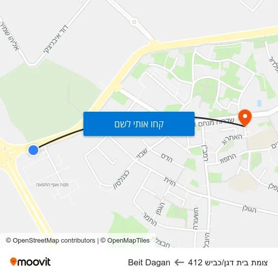 מפת צומת בית דגן/כביש 412 לBeit Dagan