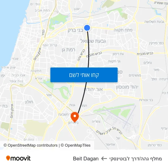 מפת מחלף גהה/דרך ז'בוטינסקי לBeit Dagan