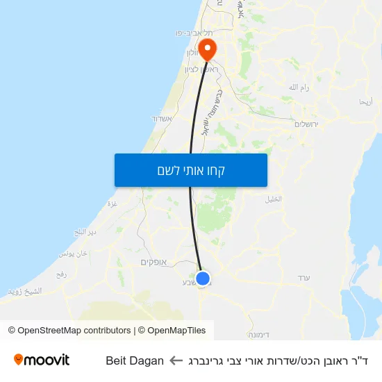 מפת ד''ר ראובן הכט/שדרות אורי צבי גרינברג לBeit Dagan