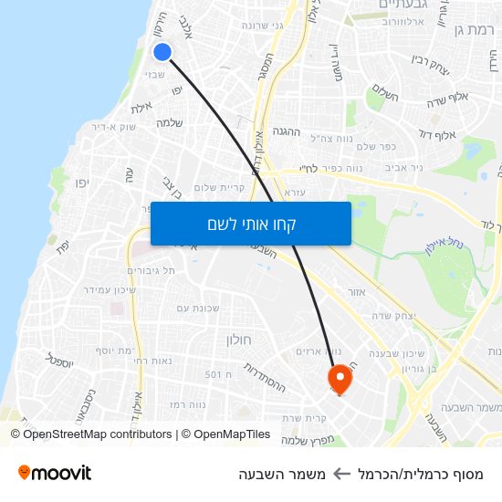 מפת מסוף כרמלית/הכרמל למשמר השבעה