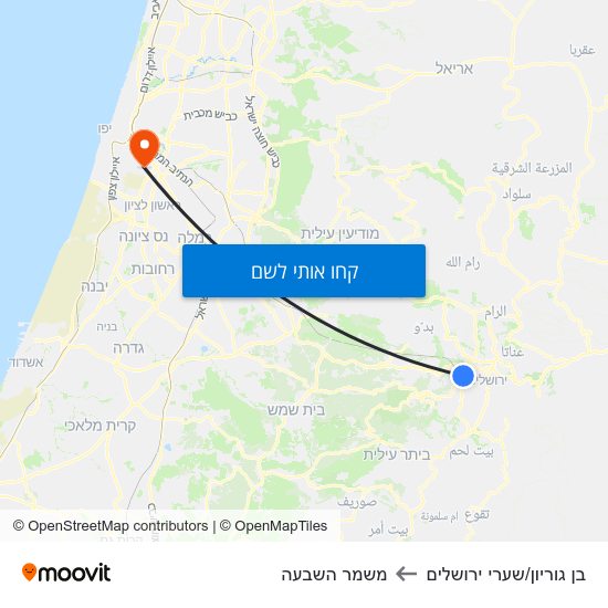 מפת בן גוריון/שערי ירושלים למשמר השבעה