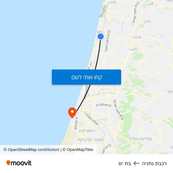 מפת רכבת נתניה לבת ים