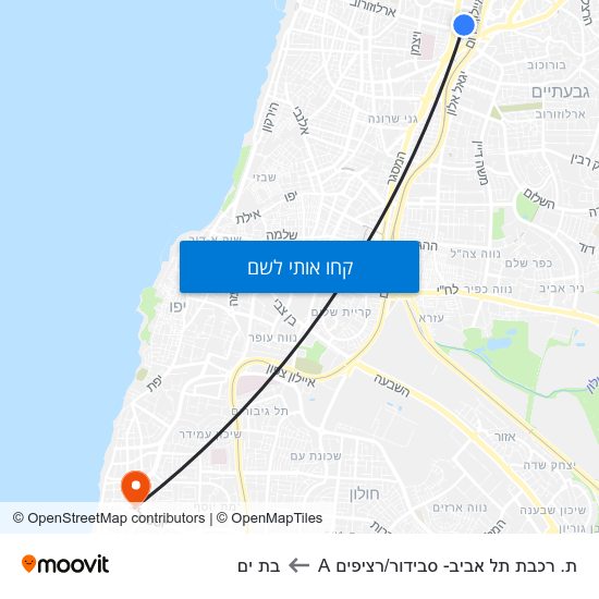 מפת ת. רכבת תל אביב- סבידור/רציפים A לבת ים