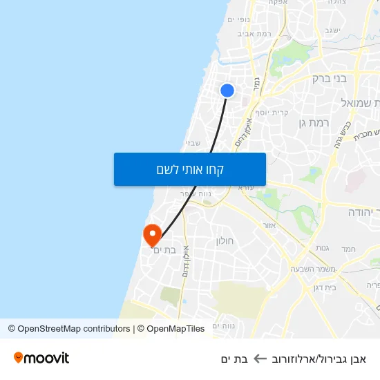 מפת אבן גבירול/ארלוזורוב לבת ים