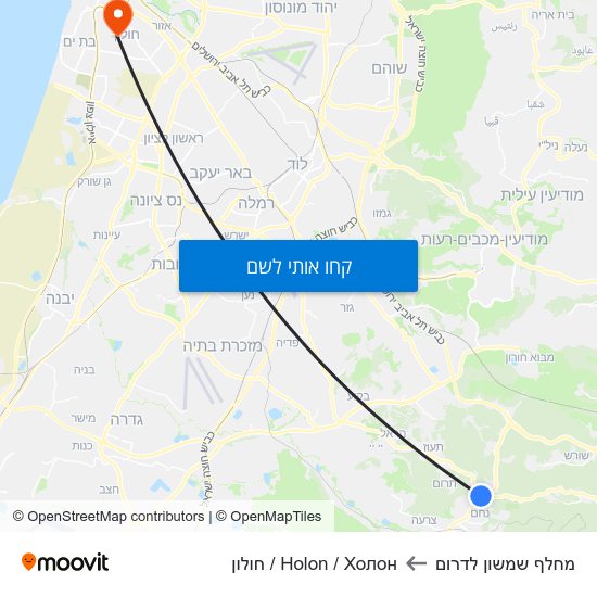 מפת מחלף שמשון לדרום לHolon / Холон / חולון