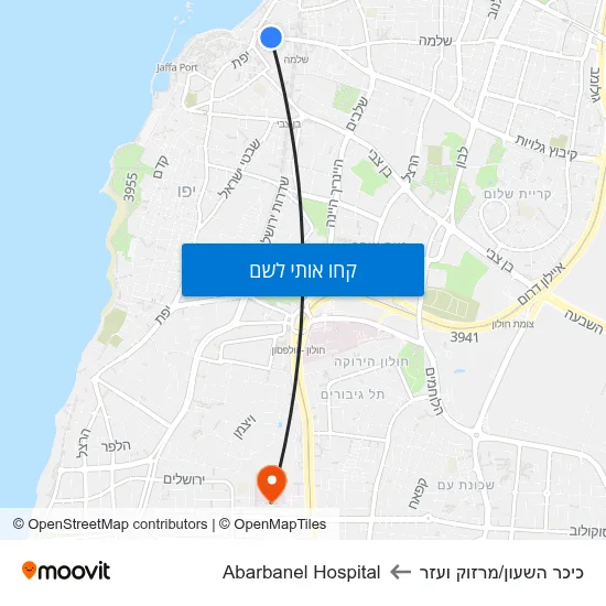 מפת כיכר השעון/מרזוק ועזר לAbarbanel Hospital